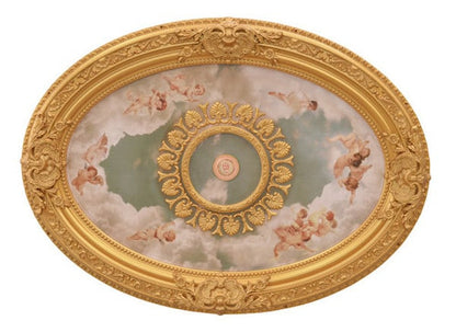 Cherubs Sky Oval Ceiling Medallion Clouds Heavenly Gold Angels Romantic