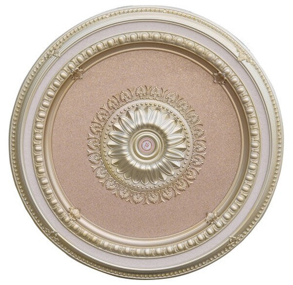 Rose Gold Round Ceiling Medallion dimensional detailing Acanthans leaves