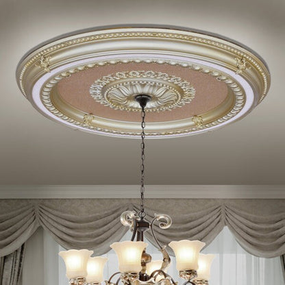 Rose Gold Round Ceiling Medallion dimensional detailing Acanthans leaf