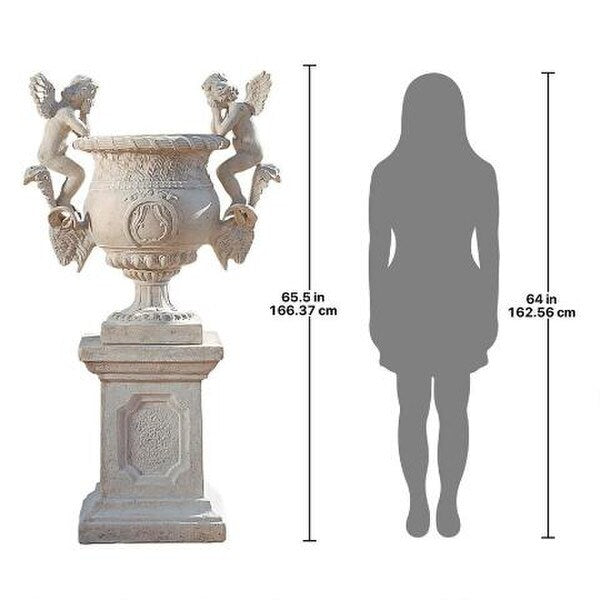 Versailles Cherub Urn and Plinth Pairing Ornate Statuary Vase Display