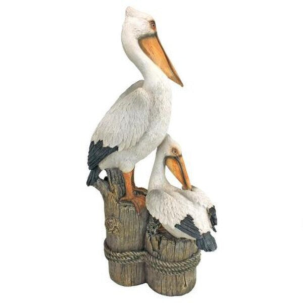 Wildlife birds Pair Oceans Perch Pelican Garden Sculpture Realistic