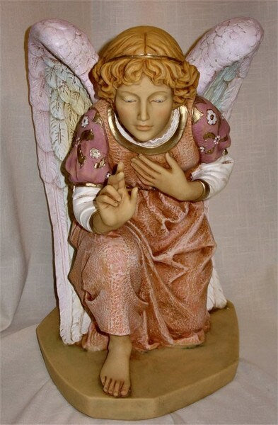Angel Pink Kneeling Statue By Fontanini Nativity Sculptures Holy Statuary