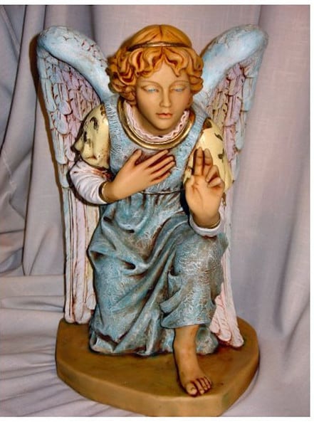 Angel Blue Kneeling Statue By Fontanini Nativities Replacements Sculptures