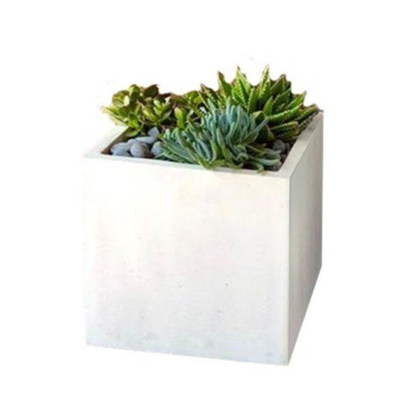 Piazza Cast Stone Outdoor Planter Small Square Cubist Geometric Design