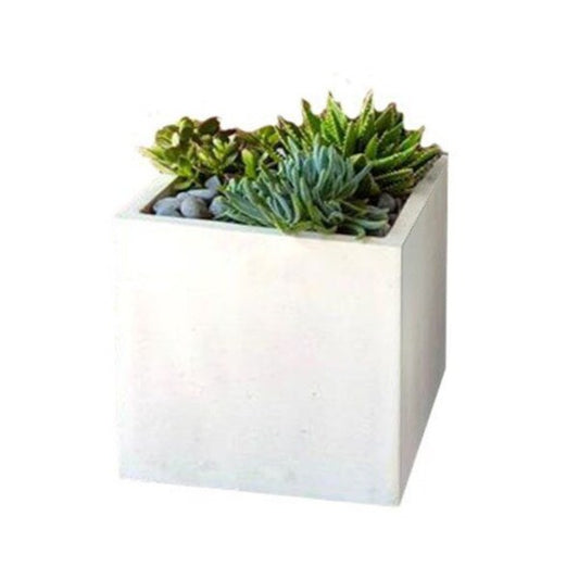 Piazza Cast Stone Outdoor Planter Small Square Cubist Geometric Design