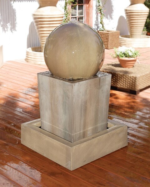 Obtuse Fountain With Ball Geometric Shapes Modern Stone Works