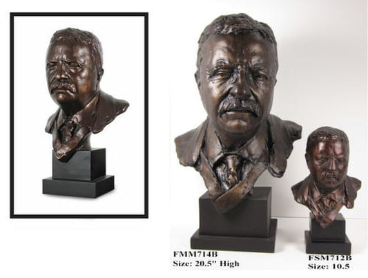 Theodore Roosevelt Bust Large Sculpture Head on Base Presidential