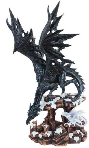 Black Dragon Sculpture Large Ready to Strike