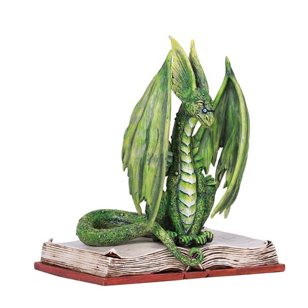 Dragon Scholar Figurine Sculpture Sitting on Book with Eye Glasses
