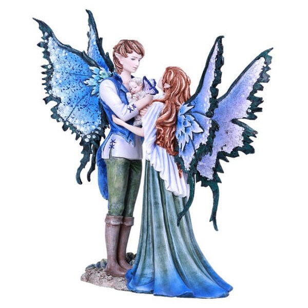 Fairy Family Sculpture with Baby Detailed Statuary Figurine of Faires