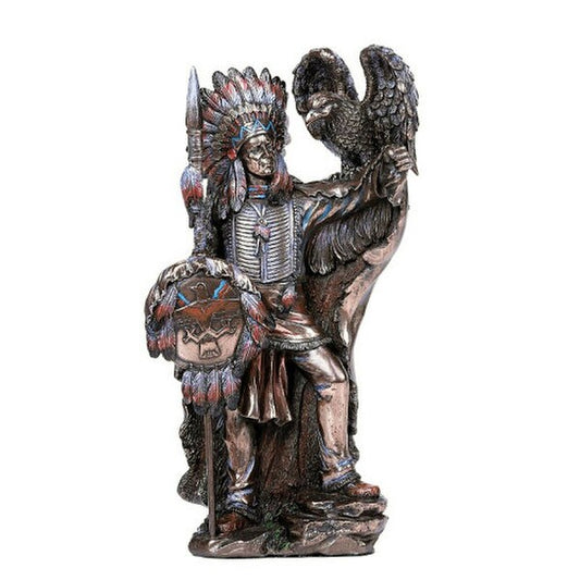 Native Indian Warrior with Eagle Statue Spear Head Piece Cheif