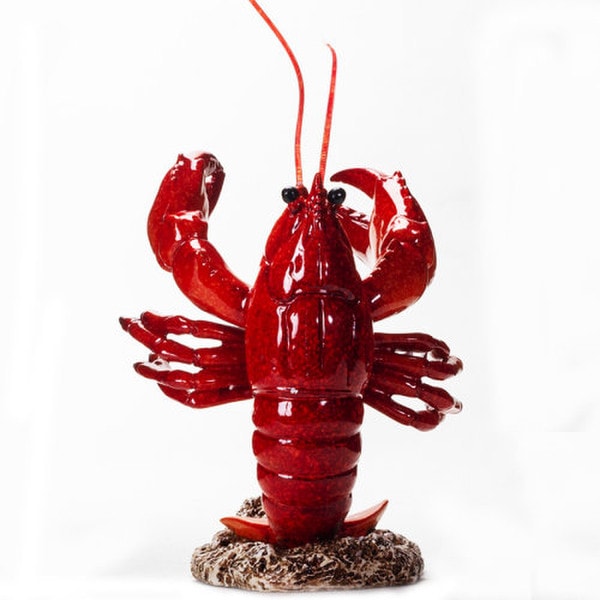 Lobster Sculptural Wine Bottle Holder Red Statue Oceananic Decor