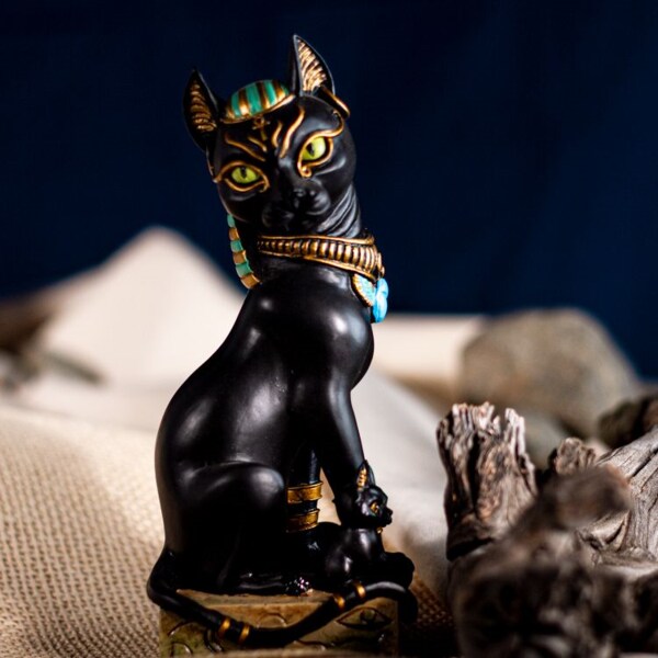 Royal Egyptian Bastet Figurine Close Up Cat Kitten Sculptures art