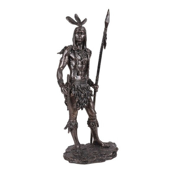 Indian Warrior with Spear Statue Chieftain Native American Southwest