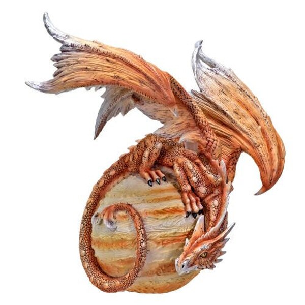 Celestial Jupiter Guardian Dragon Statue sitting on planet figurines