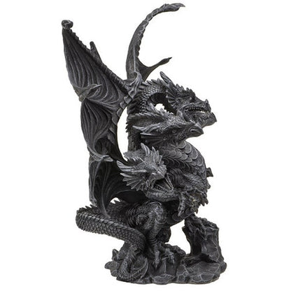 Dark Hydra Four-Headed Dragon Statue Side View of Sculpture beast