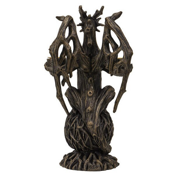 Back View Forest Guardian Dragon Candleholder Incense Burner Statue