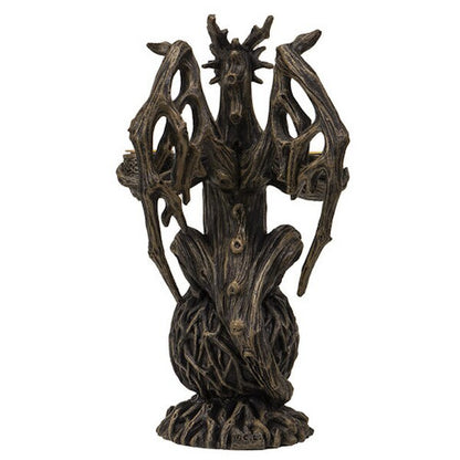 Back View Forest Guardian Dragon Candleholder Incense Burner Statue