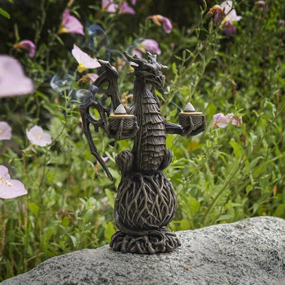 Mystical Realm Forest Guardian Dragon Candleholder Incense Burner Statue Celtic