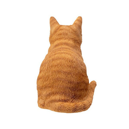 Back View of Sculpture sitting Orange Tabby Cat Statue is a beautifully realistic depiction