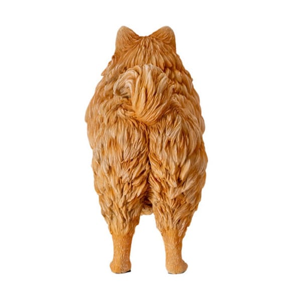 Pomeranian Dog Figurine Sculpture Orange Statue Realistic Lifelike