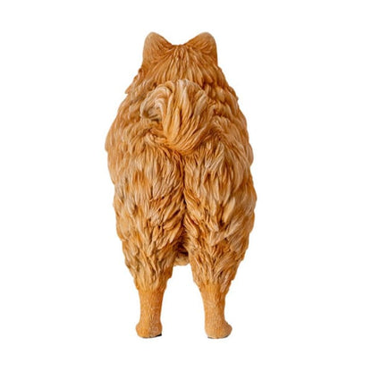 Pomeranian Dog Figurine Sculpture Orange Statue Realistic Lifelike