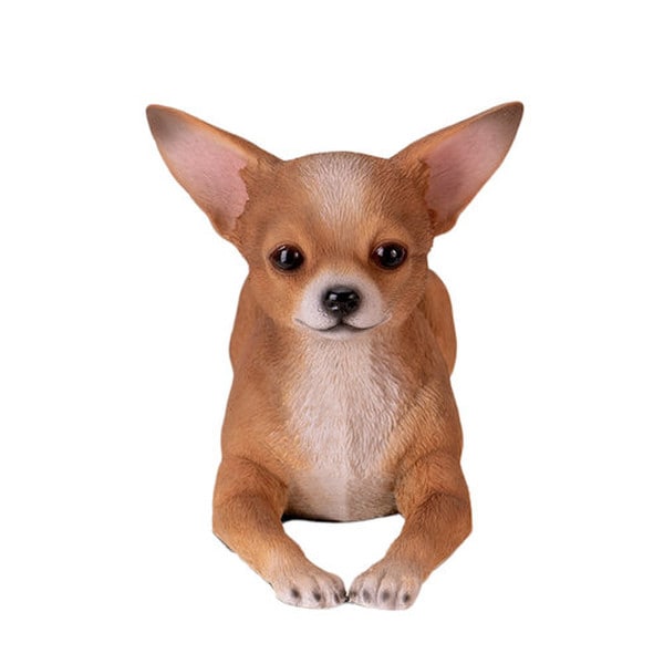 Statue Chihuahua Dog Realistic Sculpture is a lifelike figurine breed small