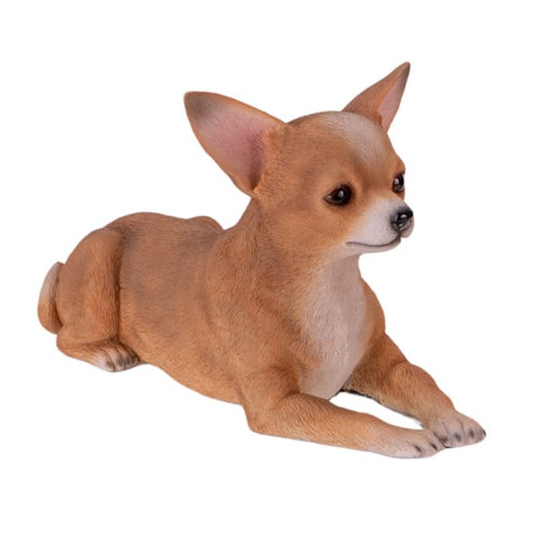 Relaxing Chihuahua Dog Realistic Sculpture is a lifelike figurine breed small