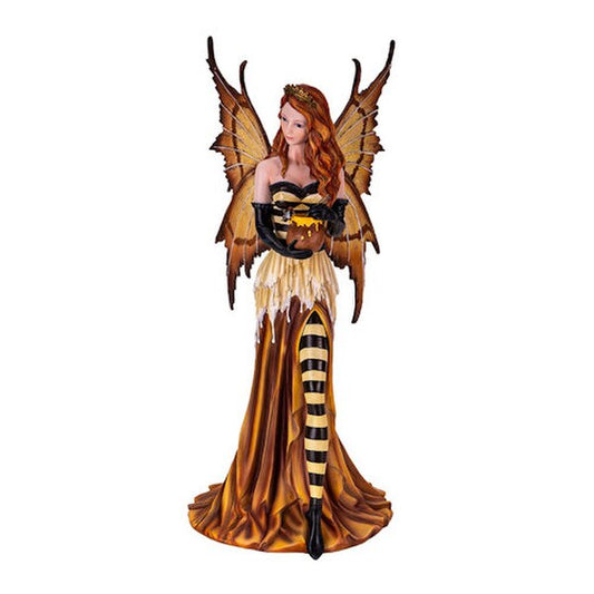 Black and Yellow Fairy Queen Bee Sculpture with honey pot figurine fantasy gift