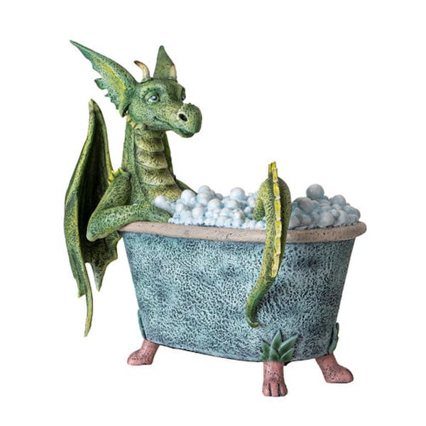 Dragon Loves Bubble Bath Sculpture enjoying bathroom statue figurine