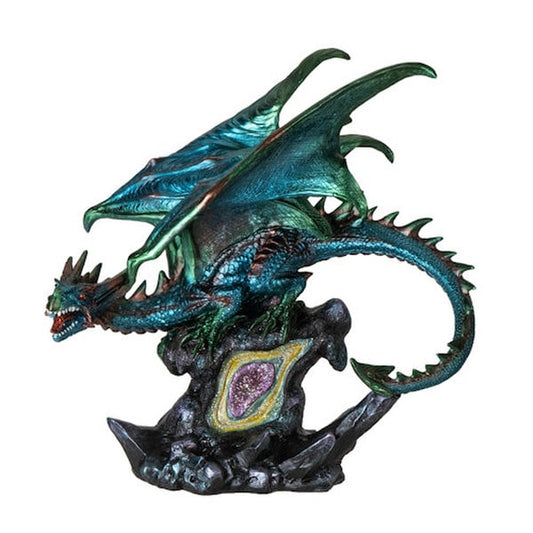 Dragon on Geode Rock Sculpture wicked figurine large scale statue