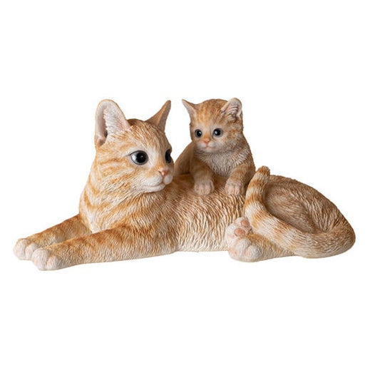 Mother and Kitten Orange Tabby Figurine beautifully captures a tender