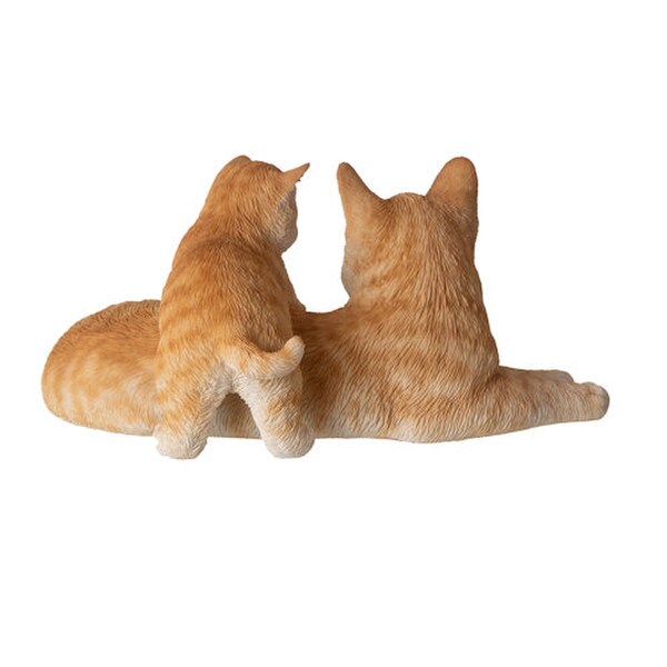 Back View Mother and Kitten Orange Tabby Figurine outdoor garden statue