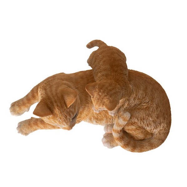 Family of cats Mother and Kitten Orange Tabby Figurine garden statues