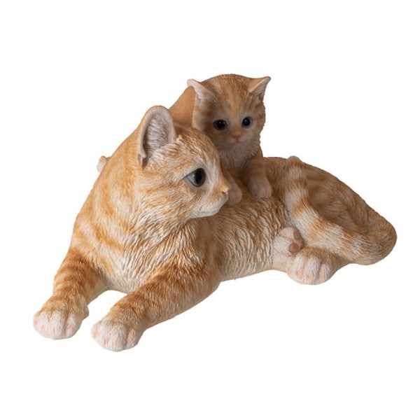 Statue Family of cats Mother and Kitten Orange Tabby Figurine Figurine