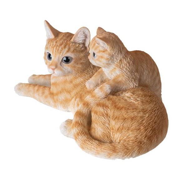 Figurine Family of cats Mother and Kitten Orange Tabby Realistic lifelike