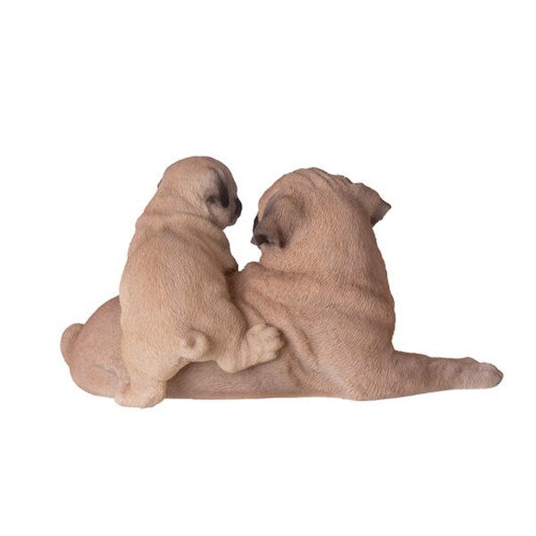 Breed Realistic Pug with Puppy Figurine mother sculpture lifelike statue