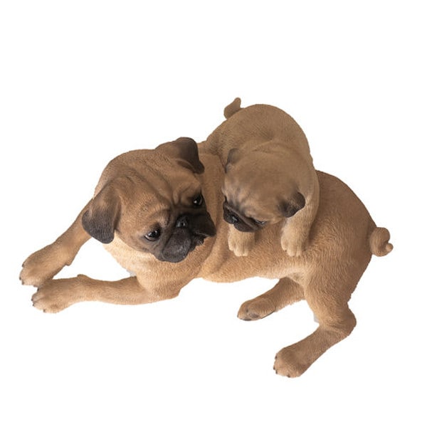 Small Realistic Pug with Puppy Figurine mother sculpture lifelike statue