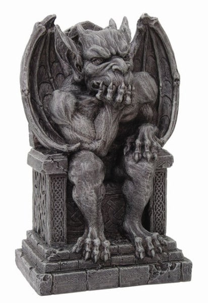Gargoyle On Throne Gothic Figurine Chair Sitting sculptures statues art