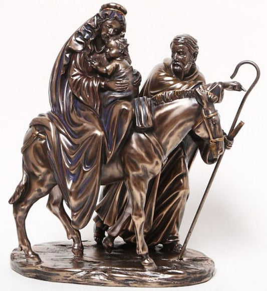 Flight to Egypt Sculpture bronze patina statue