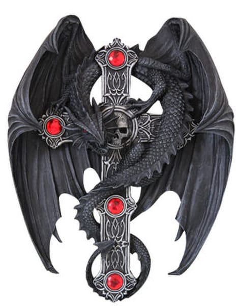 Dragon Cross Wall Sculpture and skull