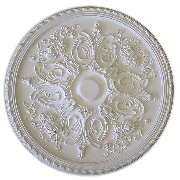 Bright White Floral Ceiling Medallion Tile - 32.5 Inch Diameter