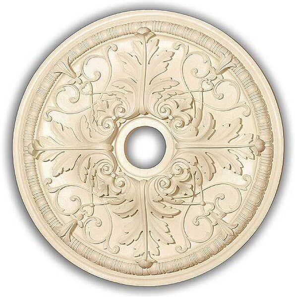 Off White Round Ceiling Medallion with Floral Pattern