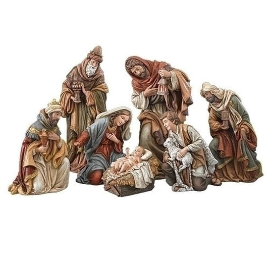 Nativity Scene Set of Seven Statues Serene Manger Scene Collection