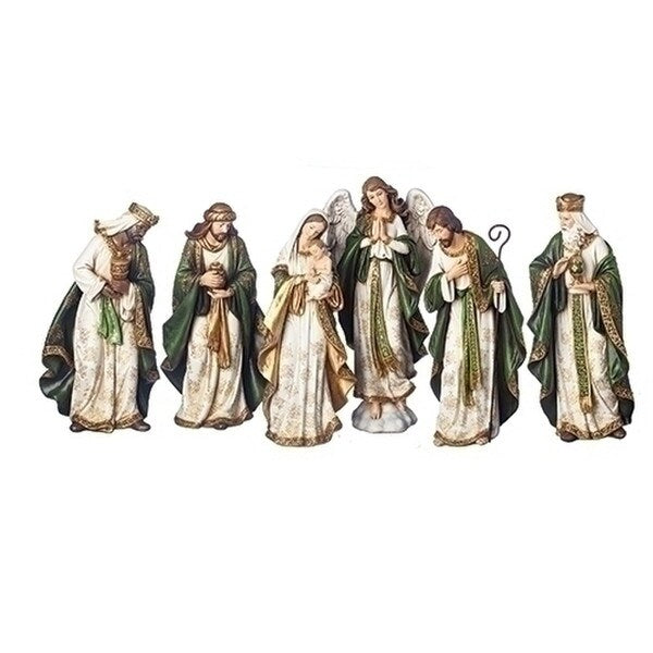 Nativity Scene Set of Six Statues Olive & Gold Graceful Holy Family Statue Group
