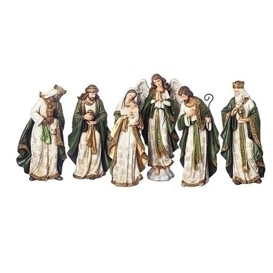 Nativity Scene Set of Six Statues Olive & Gold Graceful Holy Family Statue Group