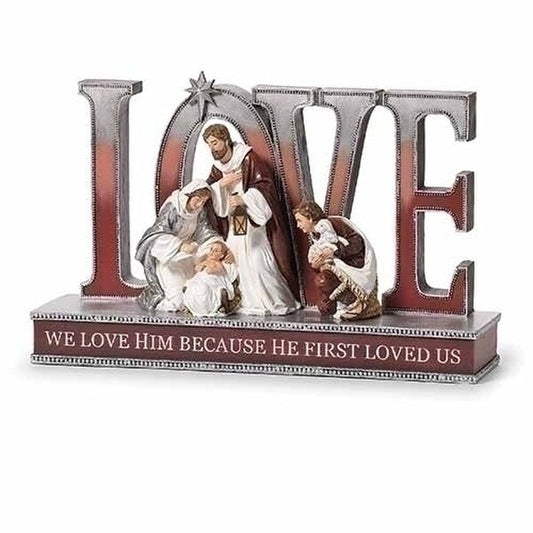 Love Nativity Scene Statue He First Loved Us Divine Nativity Quartet