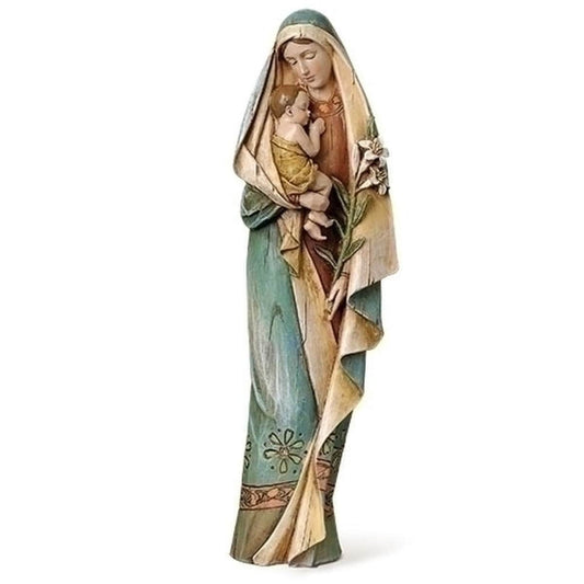 Madonna holding Child and Lily Statue 12.5" H