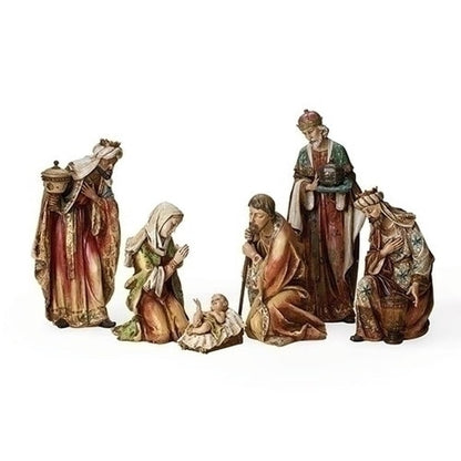 set of six figurine Nativity sculptures statary birth of Christ Artwork