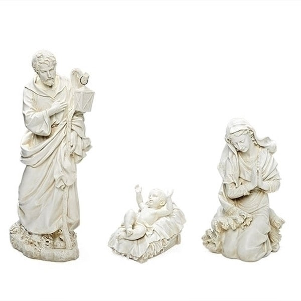 Nativity Set Of Three Joseph Mary and Baby Jesus Statuary Sculptures